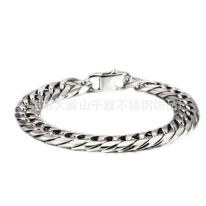 不銹鋼雙織六面磨手鏈 男士鈦鋼手鏈六邊磨面 精拋光時尚定制